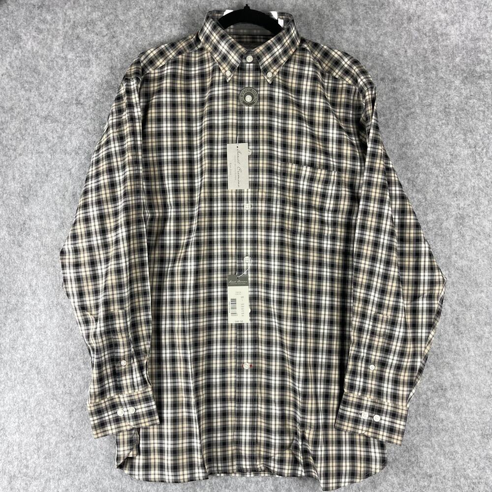 Daniel Cremiux Non Iron Shirt Mens Large Plaid Button Down Long Sleeve NEW